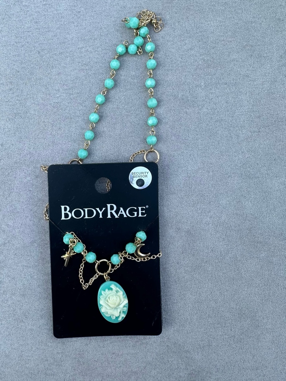BodyRage Turquoise Beaded Rose Pendant Necklace